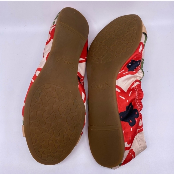 Coach Delphine Red Poppy Push Lock Ballet Flat 6.5 - Picture 2 of 8